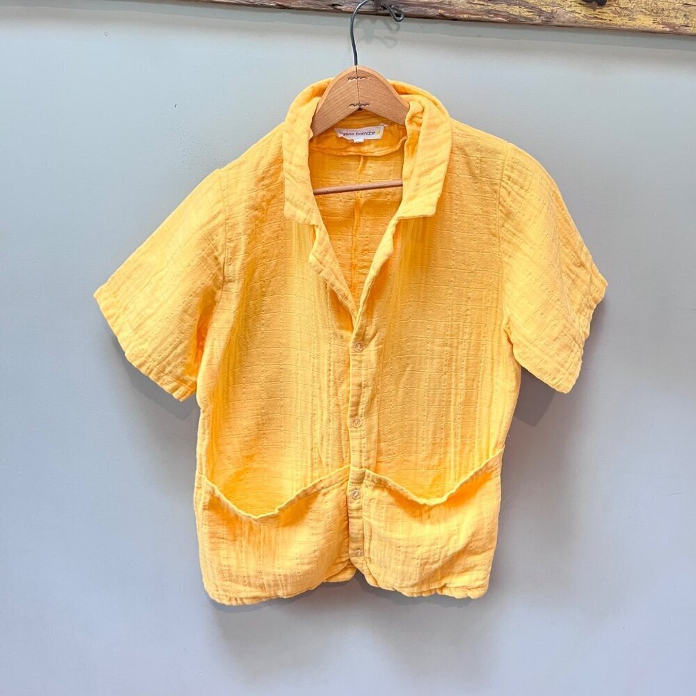 Carlota Barnabe 100% Cotton Yellow Short Sleeve Button-Up Shirt-‎ Girls sz. 12y
